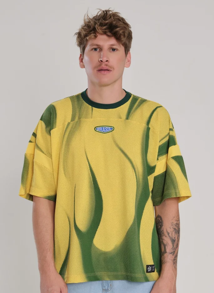 Camiseta Oversized Sleeve Artilheiro - Amarelo