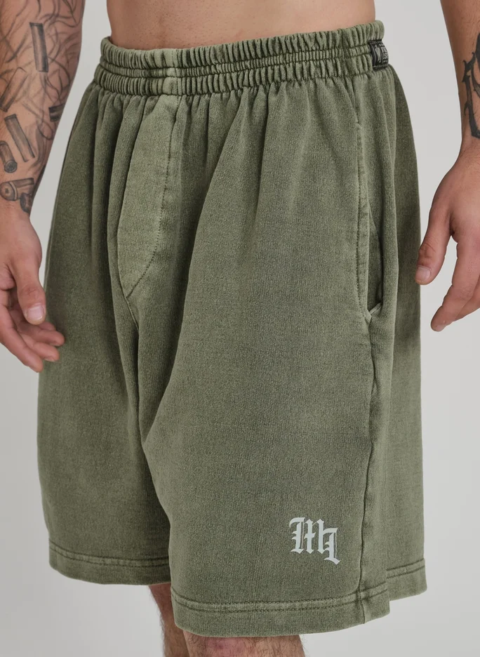 Bermuda de Moletom Oversized Verde Estonado